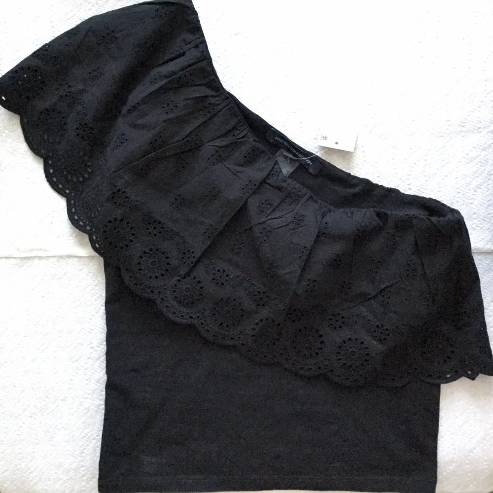 French Connection One Shoulder Eyelet Top